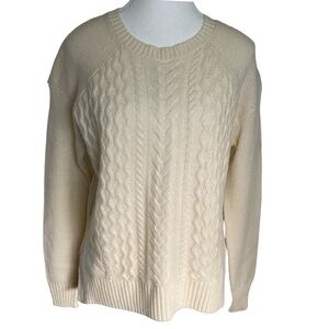 Halogen Wool Cashmere Ivory Cloud Cable Knit Sweater. Sz- XS